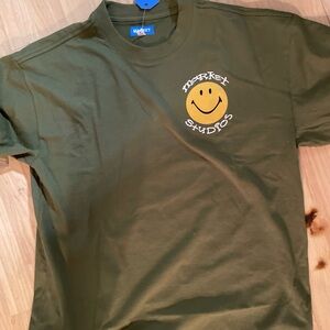 Market studios Green T-Shirt with Smiley Face Graphic 100% cotton